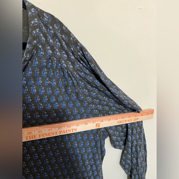 Lucky Brand 3X Micro Floral Henley Peasant Top Popover Boho Artsy Cotton Modal - Picture 6 of 8